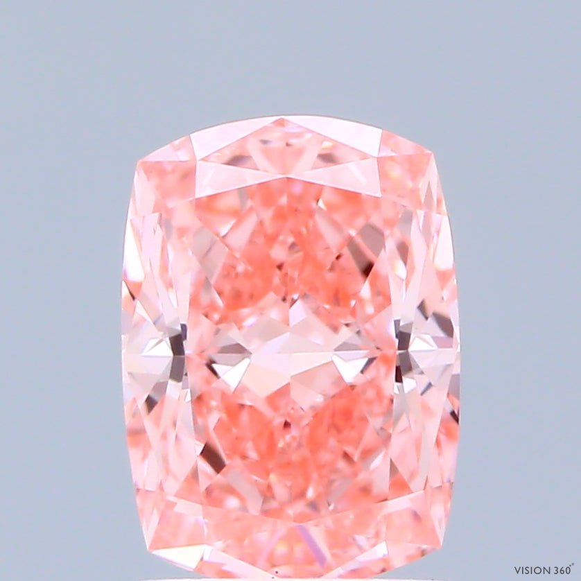 1.48 Carat Cushion Shaped, Ideal Cut, FANCY VIVID PINK Color, VS1 Clarity, IGI Certified Lab Grown Diamond