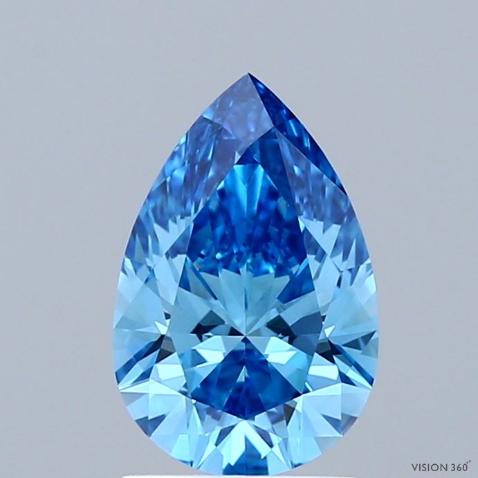 1.16 Carat Pear Shaped, Ideal Cut, FANCY VIVID BLUE Color, VVS2 Clarity, IGI Certified Lab Grown Diamond
