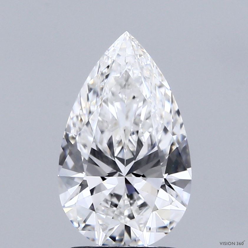 1.84 Carat Pear Shaped, Ideal Cut, E Color, VVS2 Clarity, IGI Certified Lab Grown Diamond