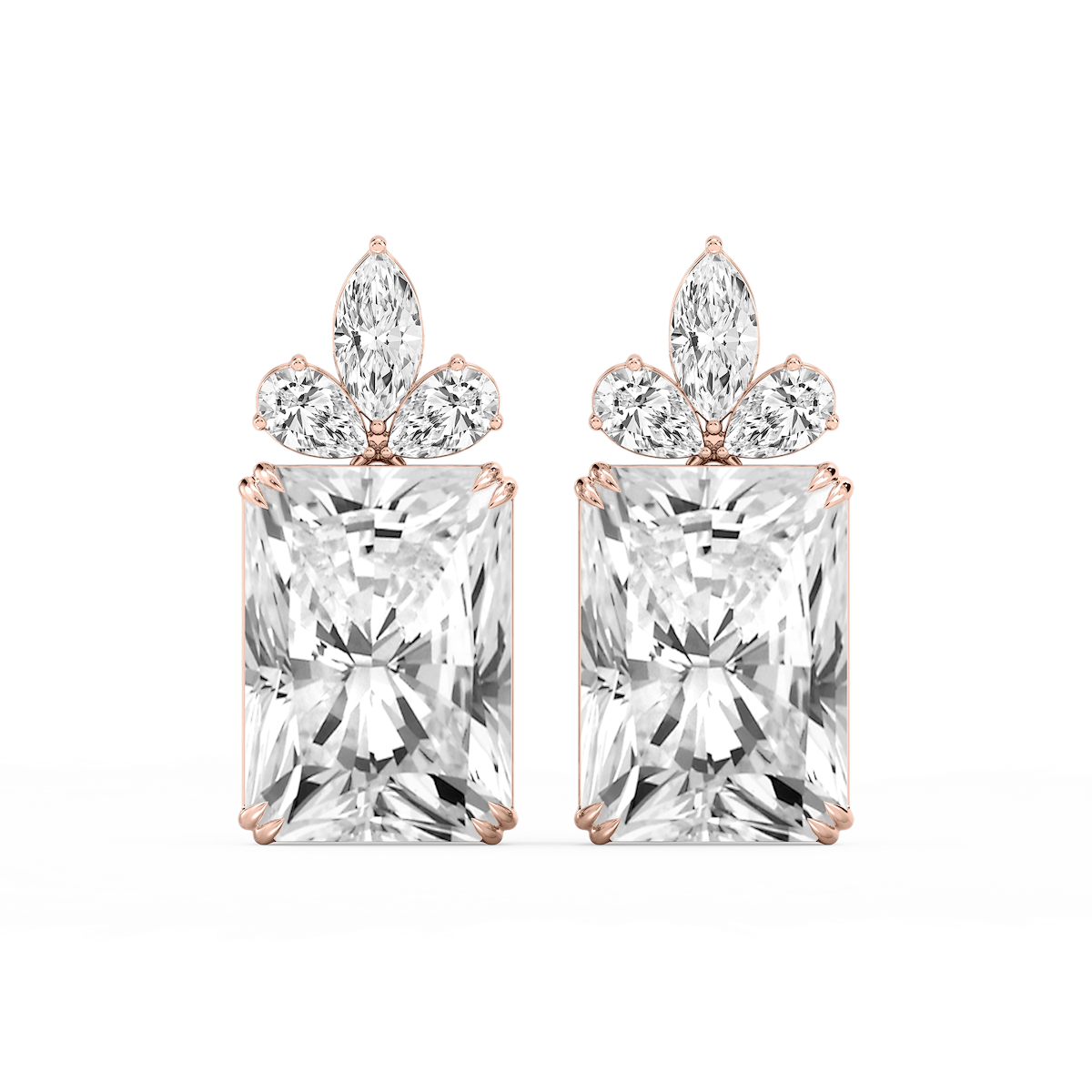 34 ¹⁄₅ ctw Radiant, Marquise and Pear Lab Grown Diamond Floral Drop Earrings - Signature Collection