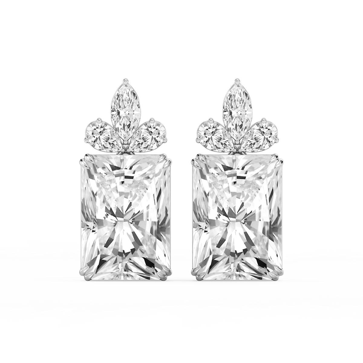 34 ¹⁄₅ ctw Radiant, Marquise and Pear Lab Grown Diamond Floral Drop Earrings - Signature Collection