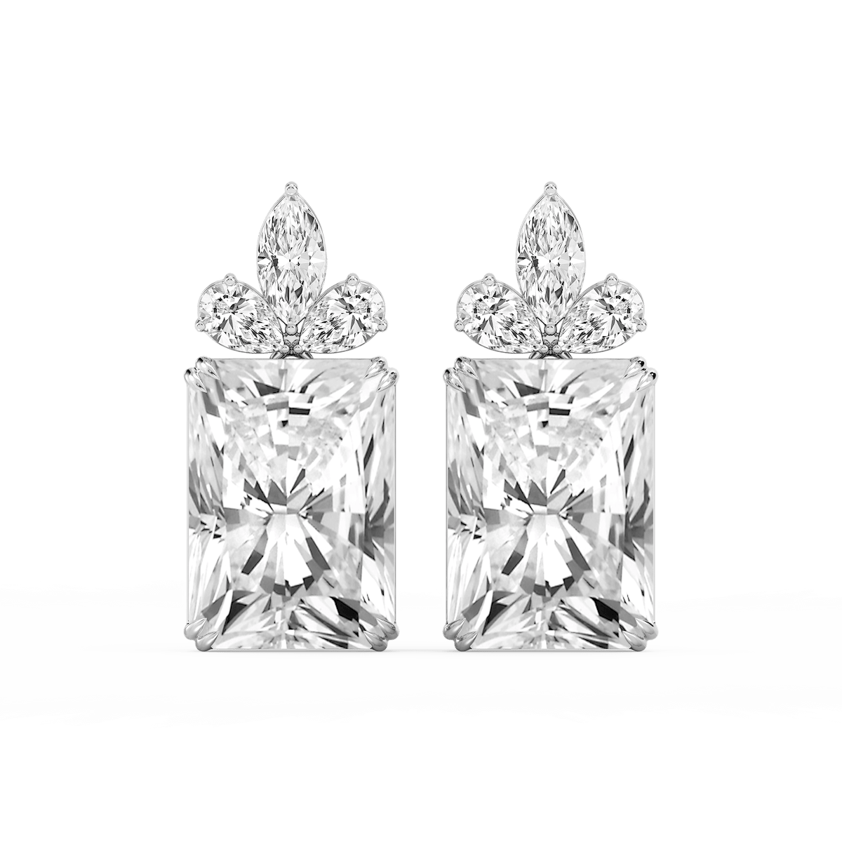 34 ¹⁄₅ ctw Radiant, Marquise and Pear Lab Grown Diamond Floral Drop Earrings - Signature Collection