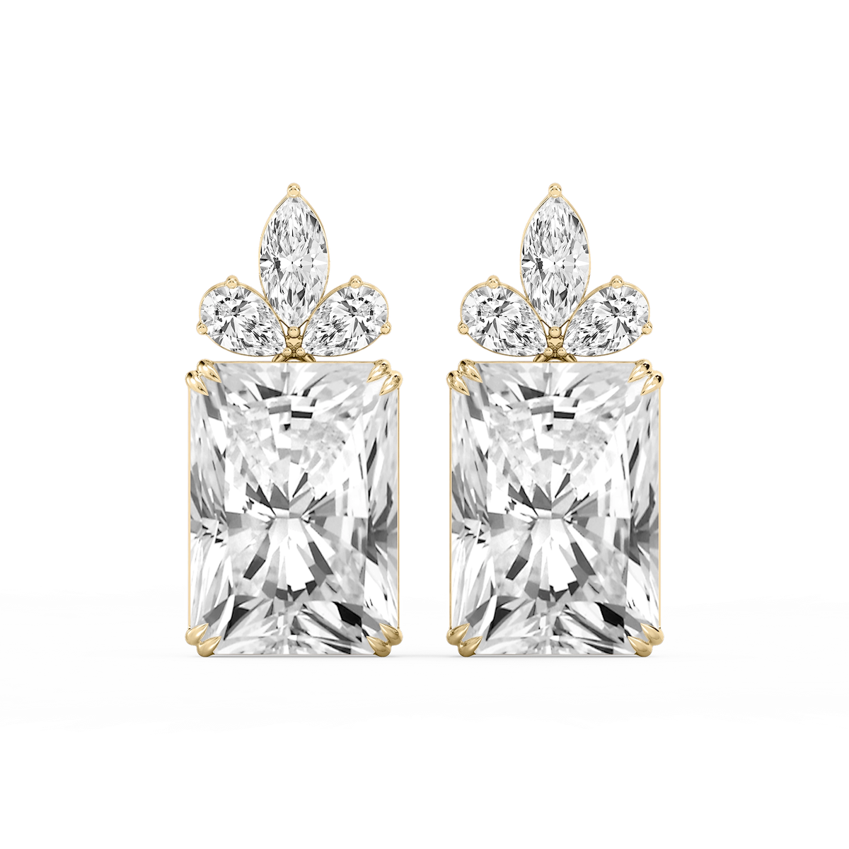 34 ¹⁄₅ ctw Radiant, Marquise and Pear Lab Grown Diamond Floral Drop Earrings - Signature Collection
