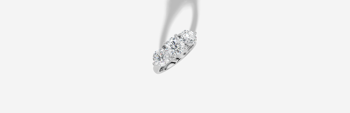 14K gold 1.00 carat Round Diamond 3 Stone  Standard  Three stone