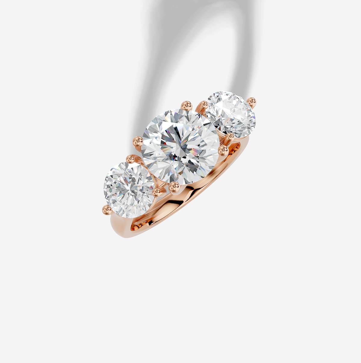 14K gold 2.00 carat Round Diamond 3 Stone  Standard  Three stone