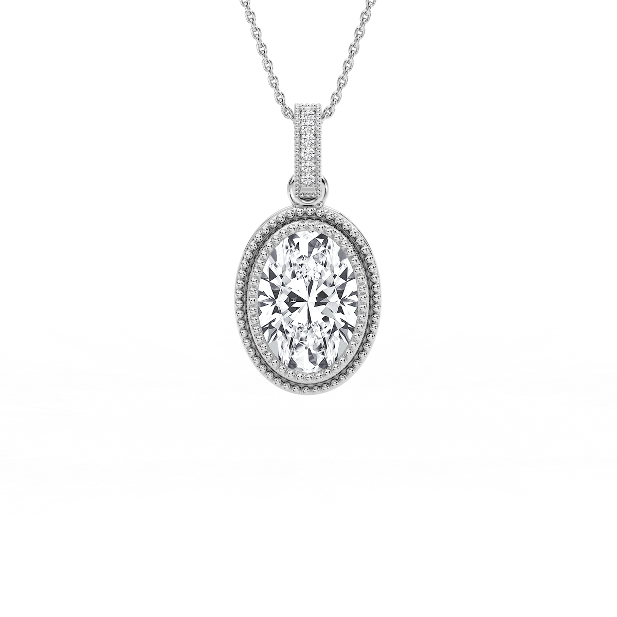 4 ctw Princess Lab Grown Diamond Vintage Milgrain Accented Pendant - 16-18 Inches