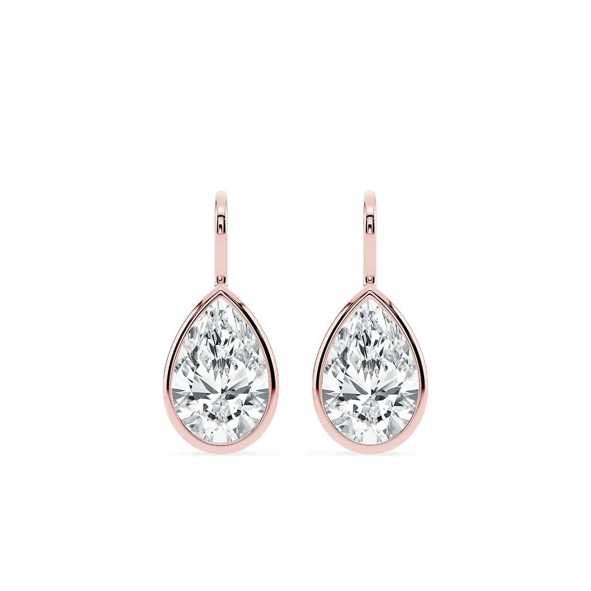 Pear Lab Grown Diamond Bezel Drop Earrings