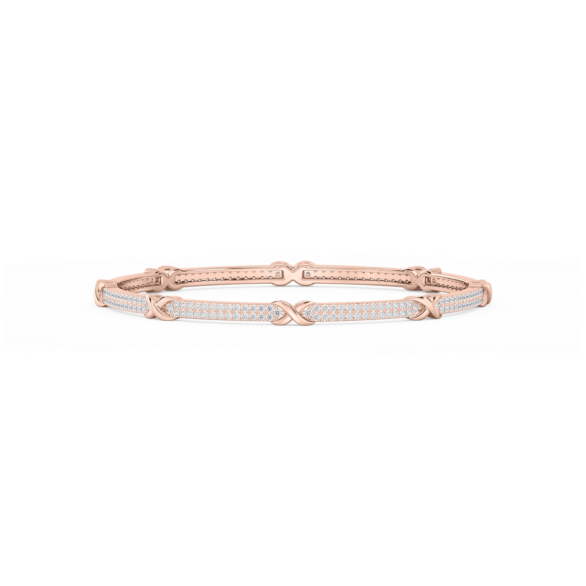 4 ½ ctw Round Lab Grown Diamond X Bangle Bracelet  - 7.25 Inches