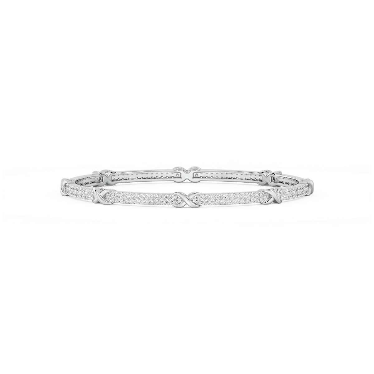 4 ½ ctw Round Lab Grown Diamond X Bangle Bracelet  - 7.25 Inches