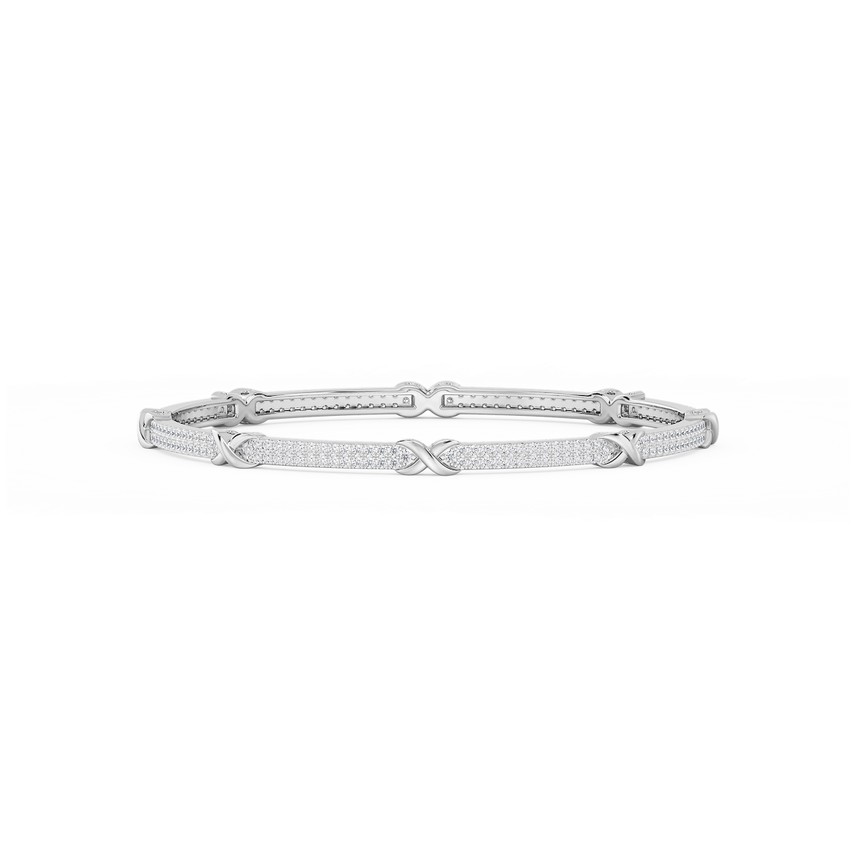 4 ½ ctw Round Lab Grown Diamond X Bangle Bracelet  - 7.25 Inches