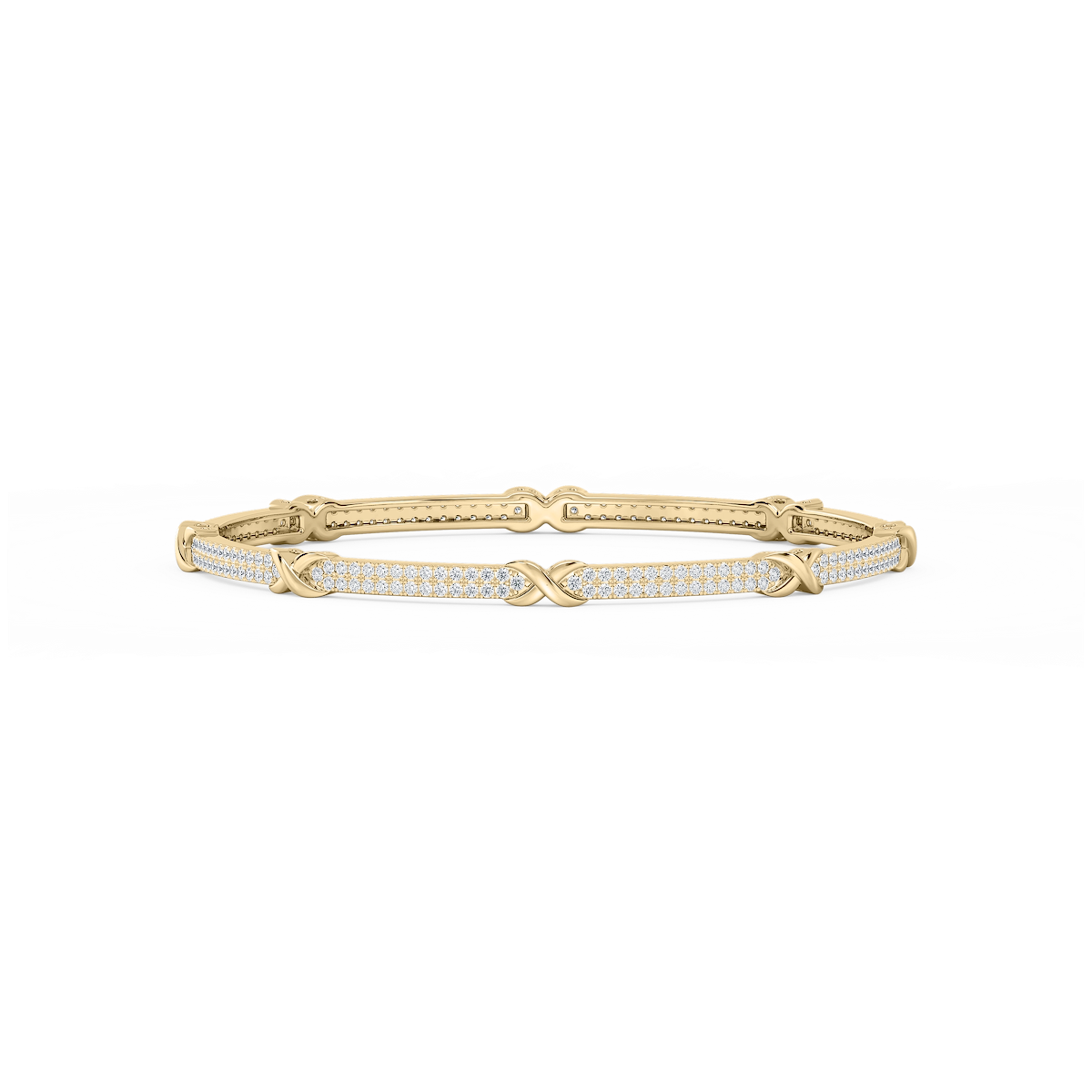 4 ½ ctw Round Lab Grown Diamond X Bangle Bracelet  - 7.25 Inches