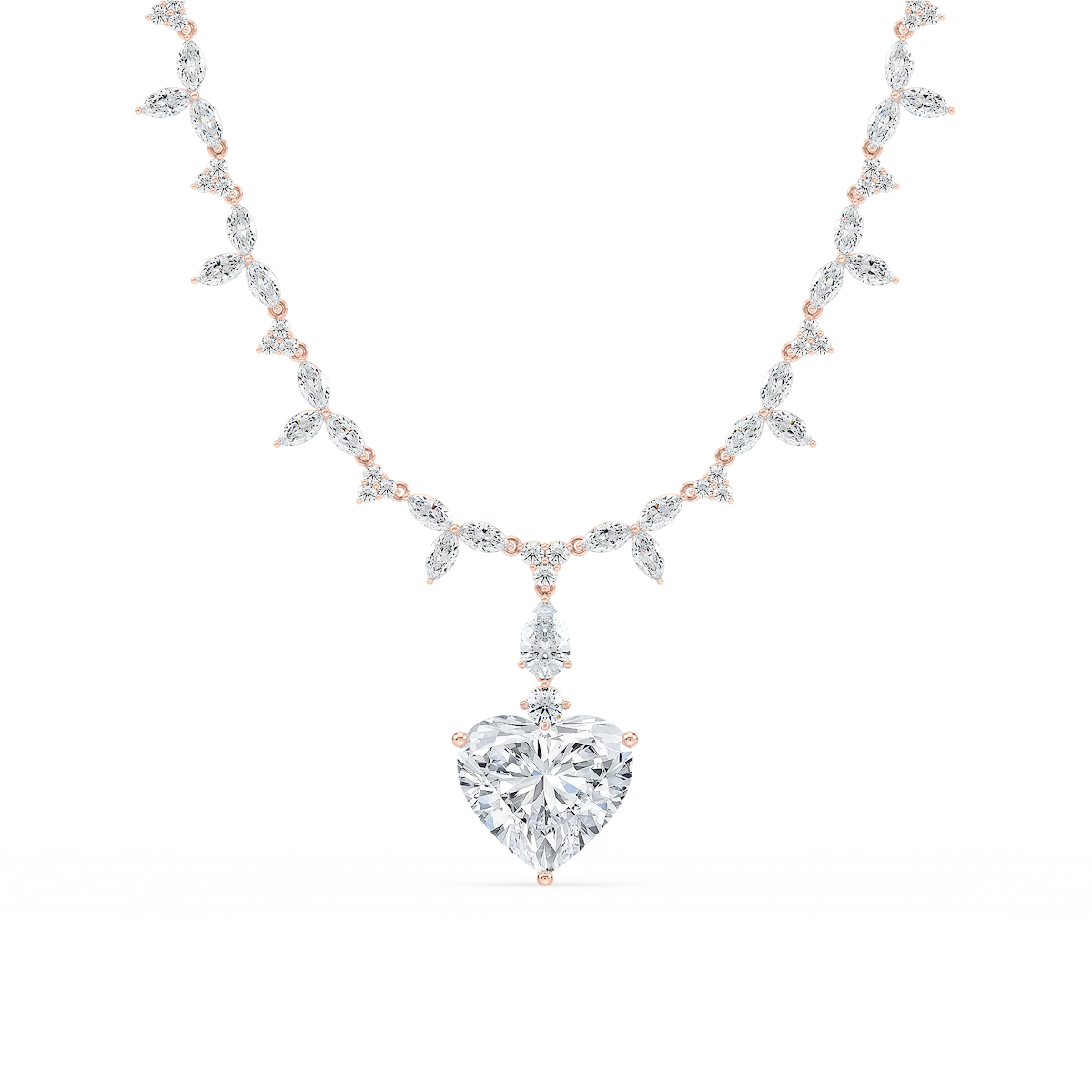40 ½ ctw Heart Lab Grown Diamond Drop Necklace Pendant - 18 Inches - Signature Collection