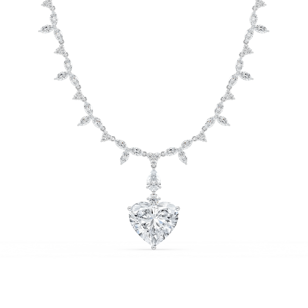 40 ½ ctw Heart Lab Grown Diamond Drop Necklace Pendant - 18 Inches - Signature Collection
