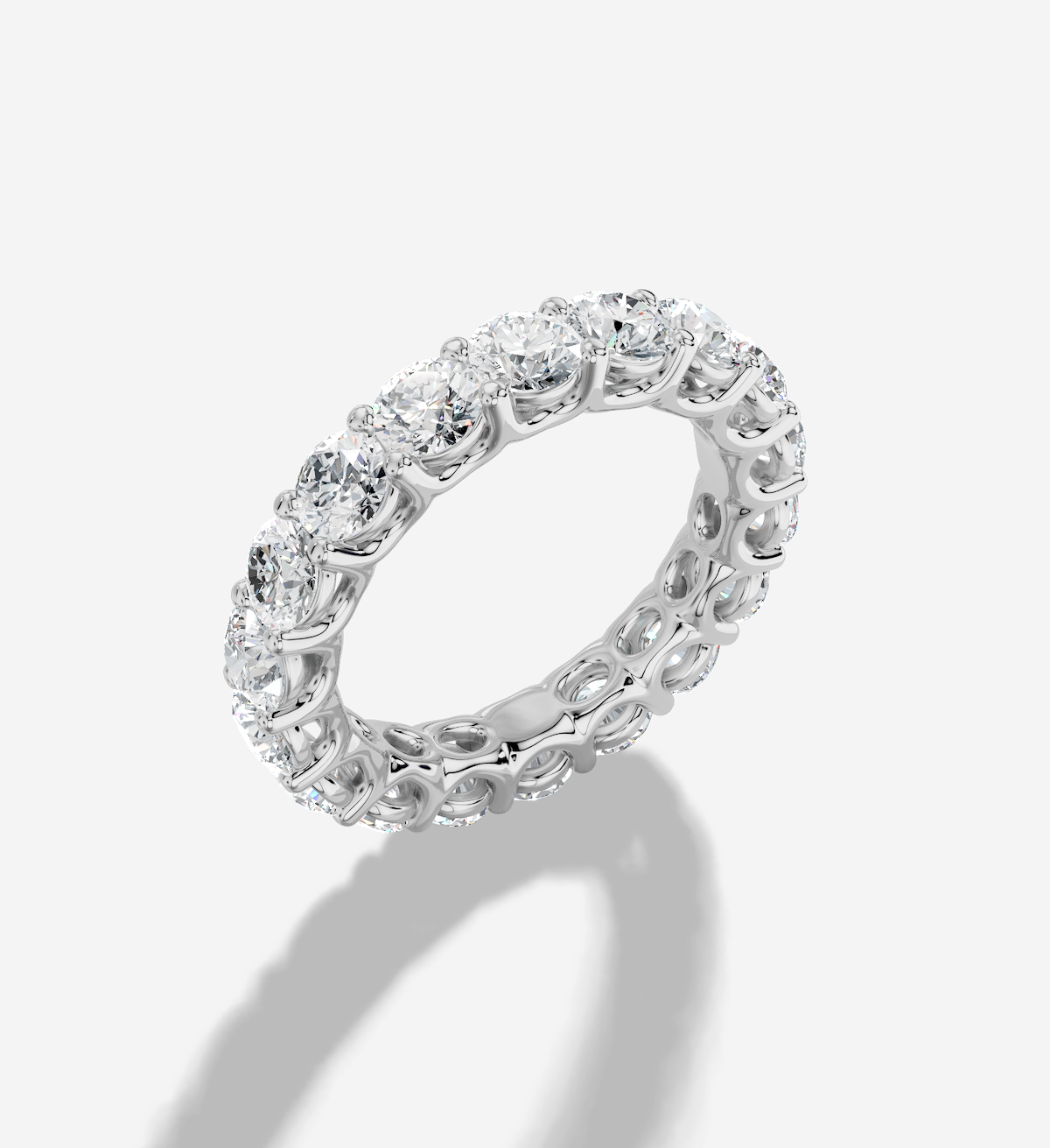 Round Cut Lab Grown Diamond Shared Prong Eternity Band in 14K Gold