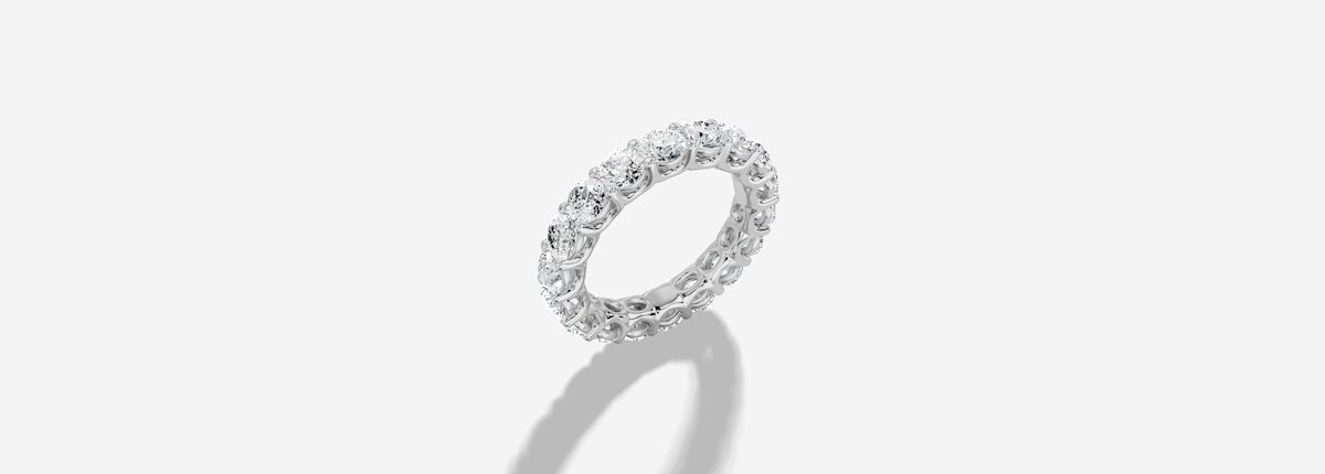Round Cut Lab Grown Diamond Shared Prong Eternity Band in 14K Gold