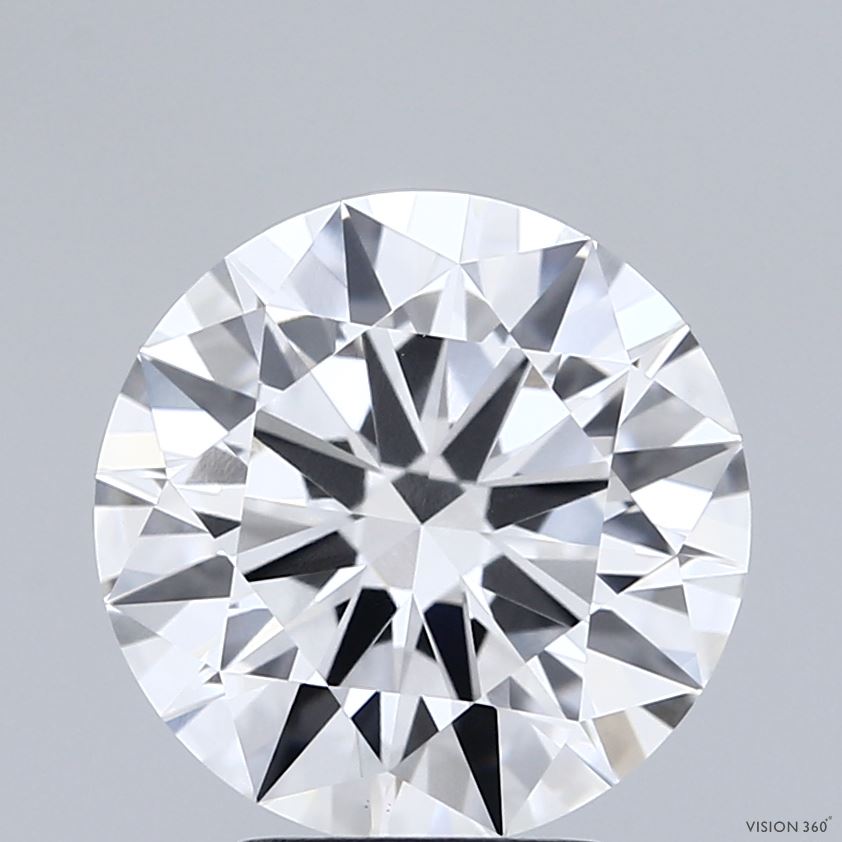 3.58 Carat Round Shaped, Excellent Cut, F Color, VVS2 Clarity, IGI Certified Lab Grown Diamond