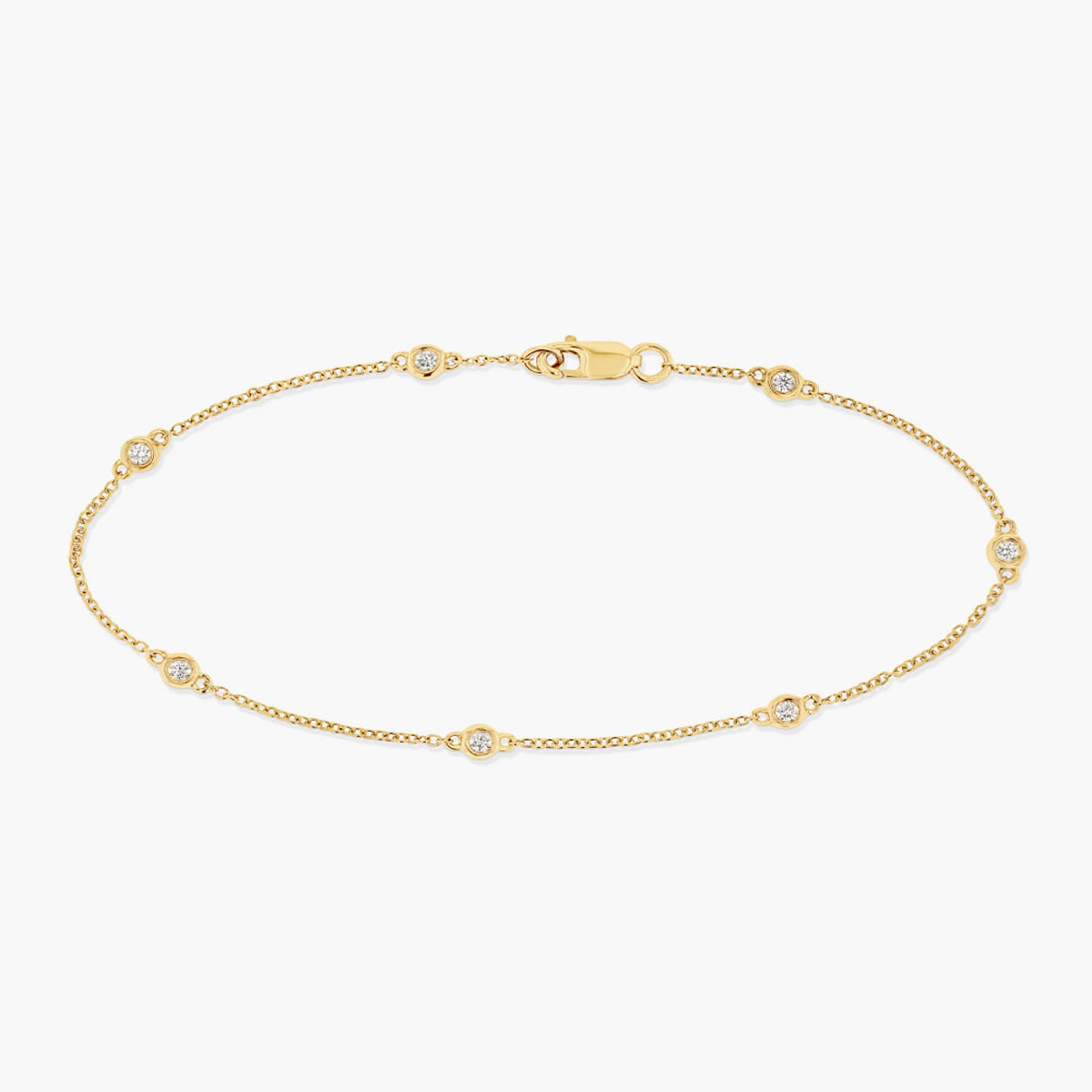 1/6 ctw Round Lab Grown Diamond Bezel Set Seven Station Bracelet  - 7 Inches