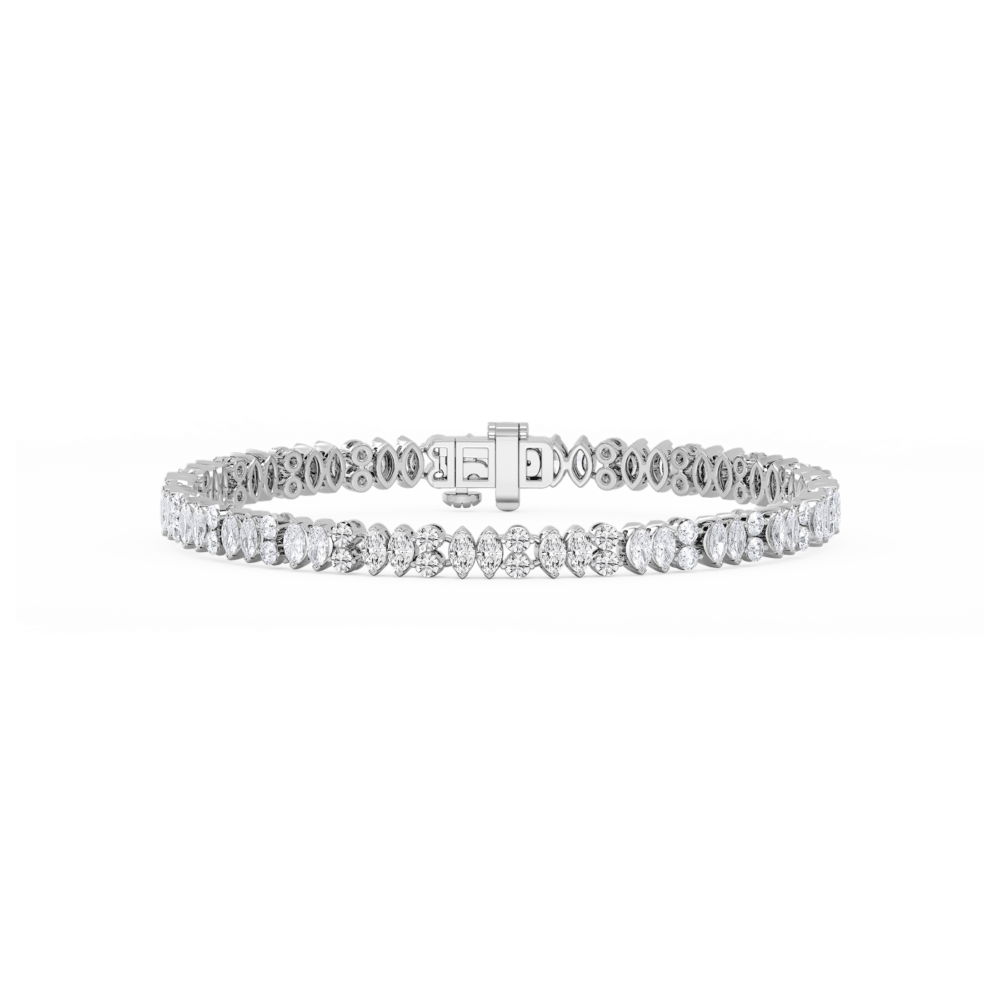 5 ¾ ctw Marquise and Round Lab Grown Diamond Alternating Bracelet  - 7 Inches