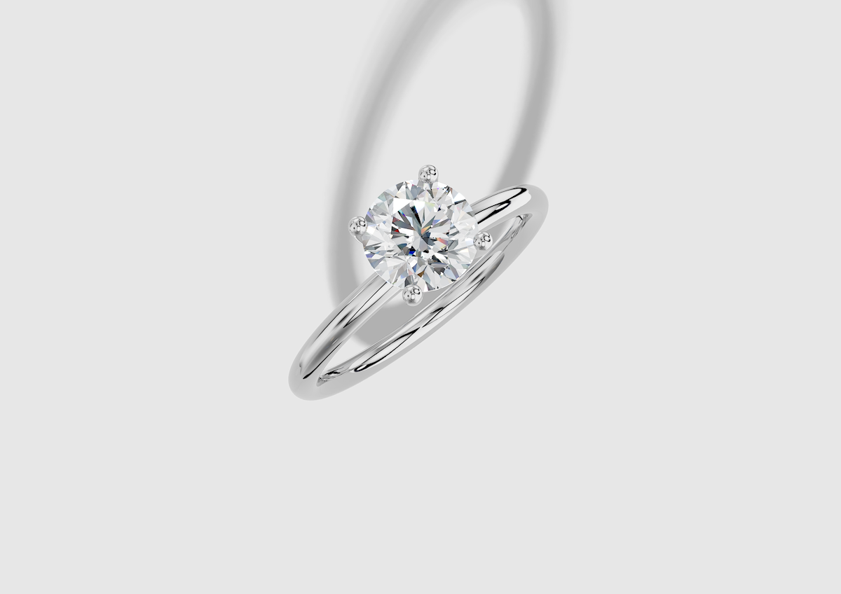 1.00 ctw Round Cut Lab Grown Diamond Standard Classic Prong Set Engagement Ring in 14K Gold