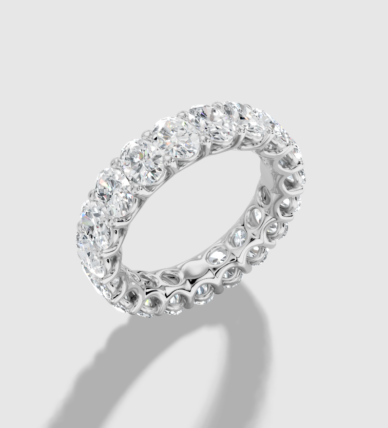 Oval Cut Lab Grown Diamond Shared Prong Eternity Band in 14K Gold