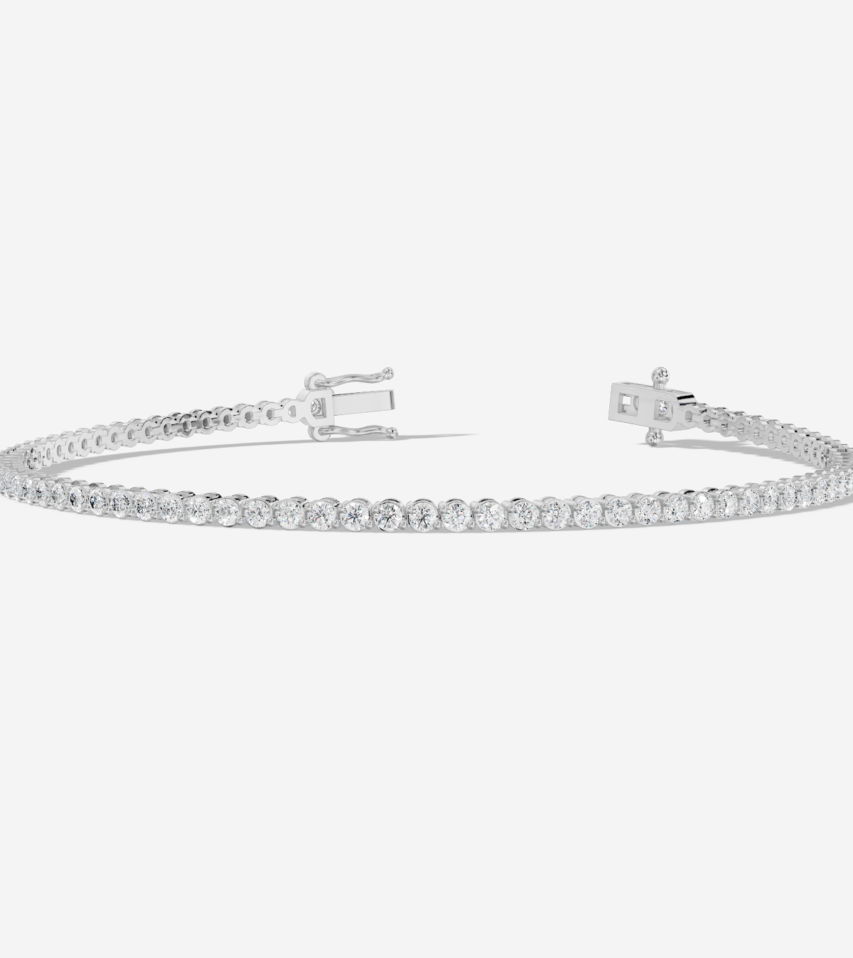14K White Round Cut 1.90 ct TW of Labgrown Diamond Tennis Bracelet