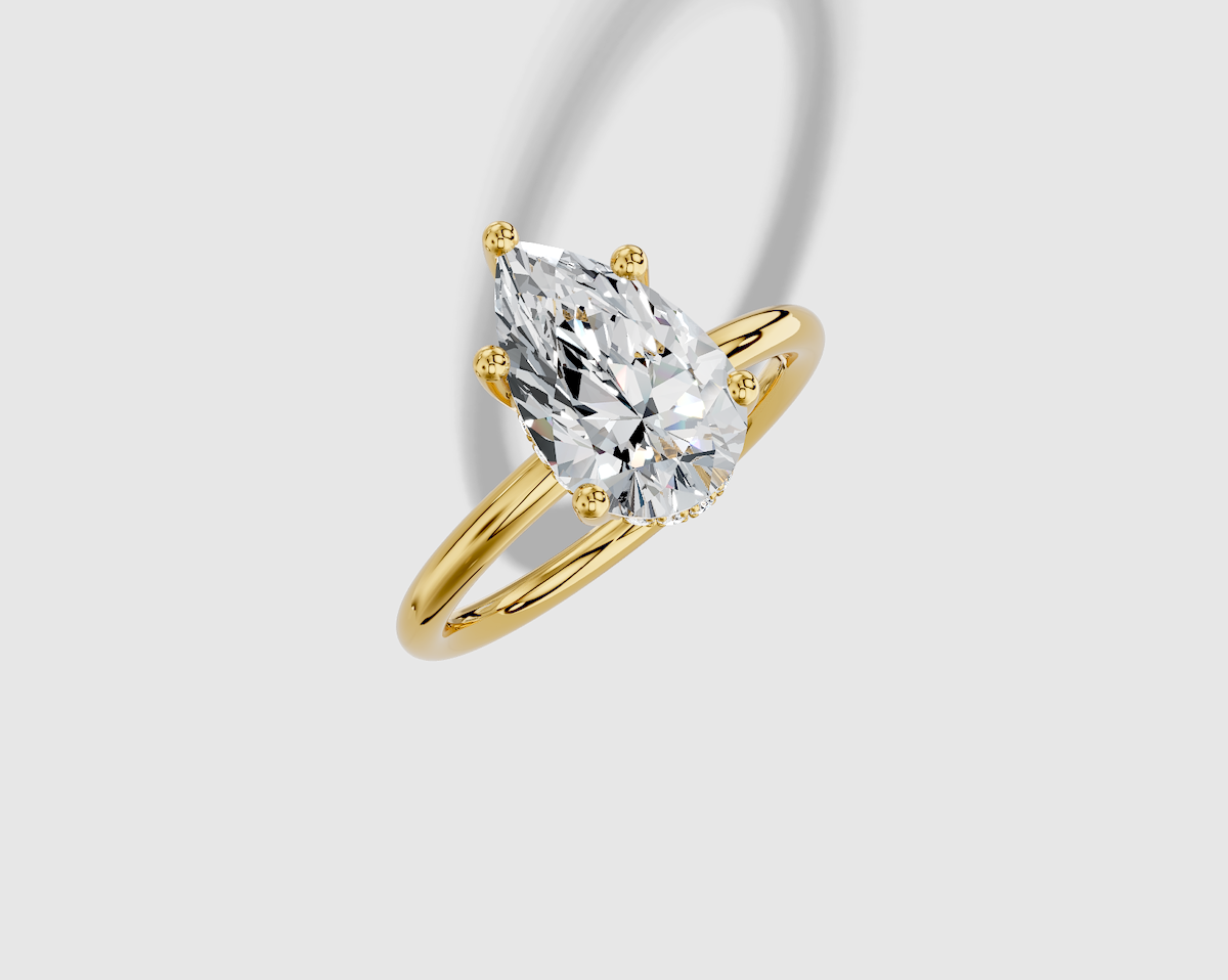 2.07 ctw Pear Cut Lab Grown Diamond Standard Classic Hidden Halo Engagement Ring in 14K Gold