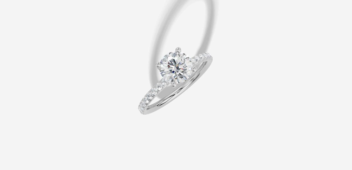 1.32 ctw Round Cut Lab Grown Diamond Micro Prong Classic Prong Set Engagement Ring in 14K Gold
