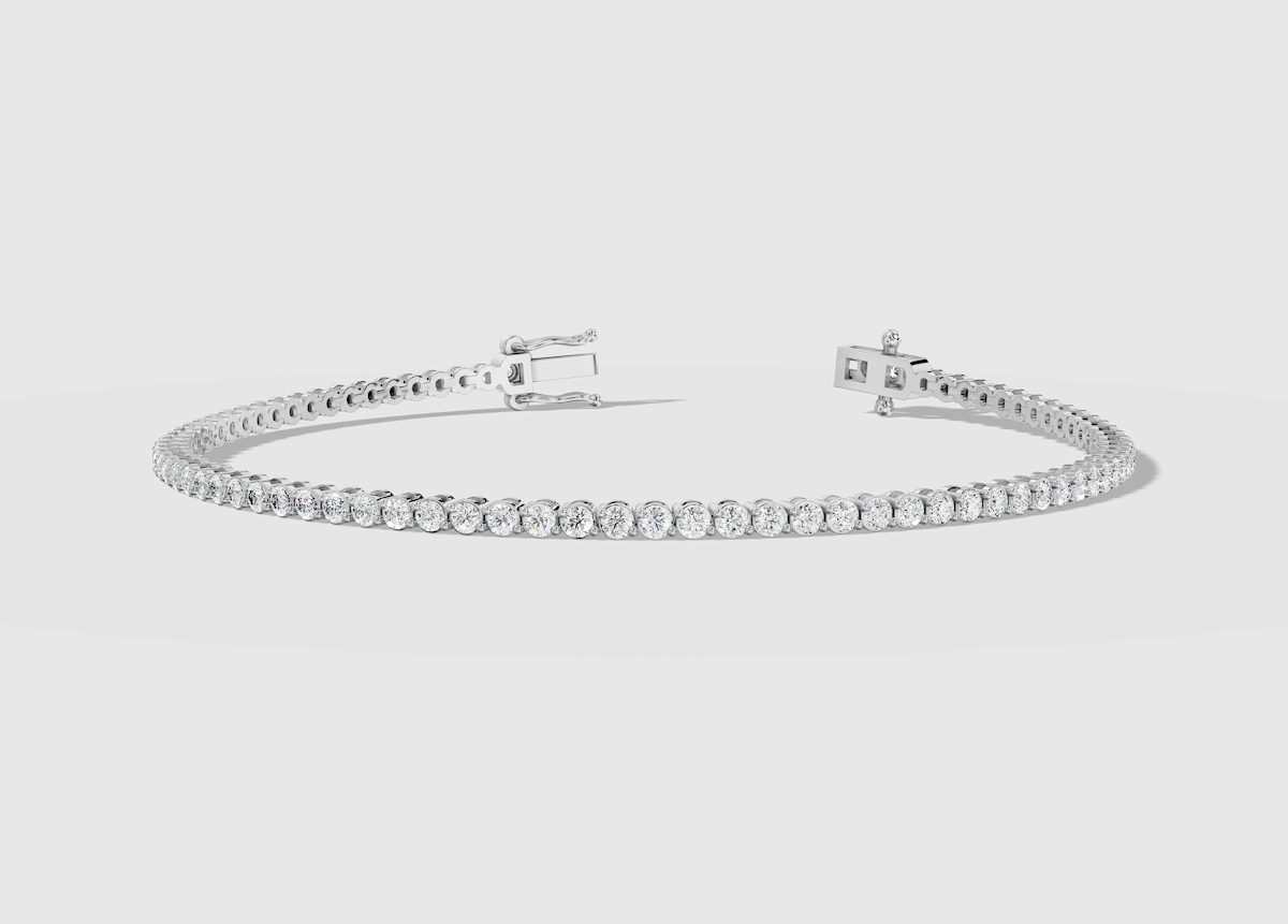 14K White Round Cut 2.05 ctw of Lab Grown Diamond Tennis Bracelet
