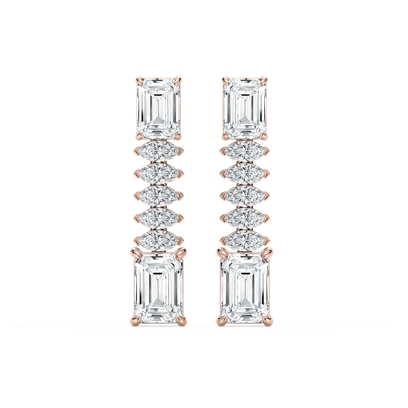 6 ctw Emerald and Marquise Lab Grown Diamond Drop Earrings - Signature Collection