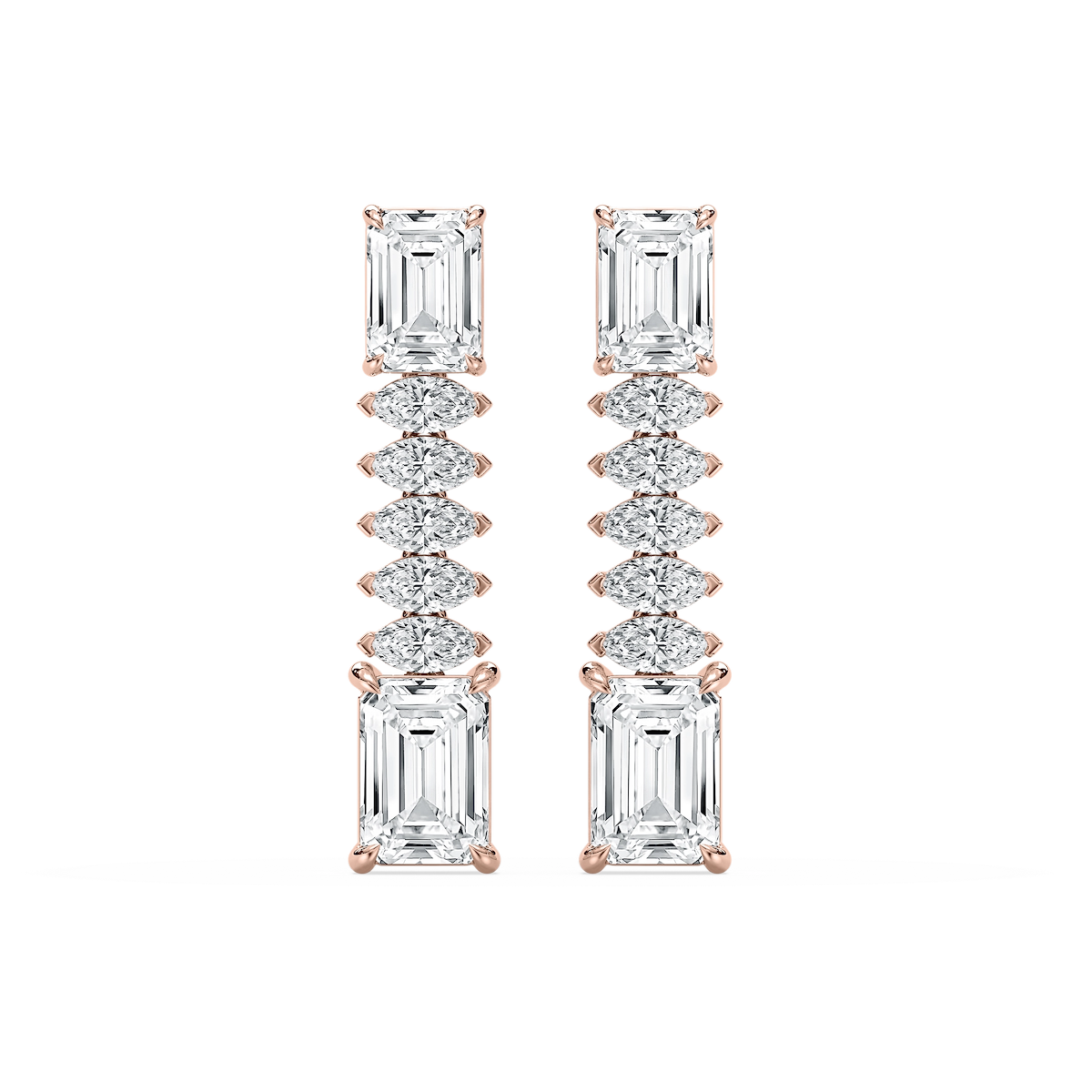 6 ctw Emerald and Marquise Lab Grown Diamond Drop Earrings