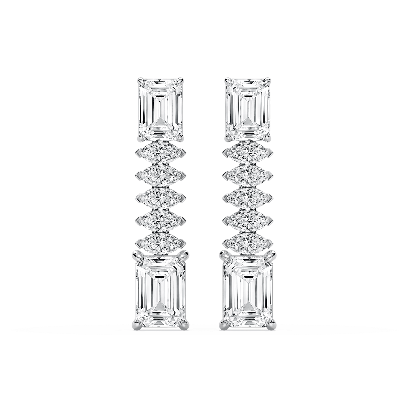 6 ctw Emerald and Marquise Lab Grown Diamond Drop Earrings