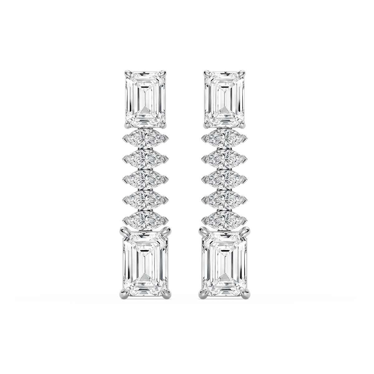 6 ctw Emerald and Marquise Lab Grown Diamond Drop Earrings