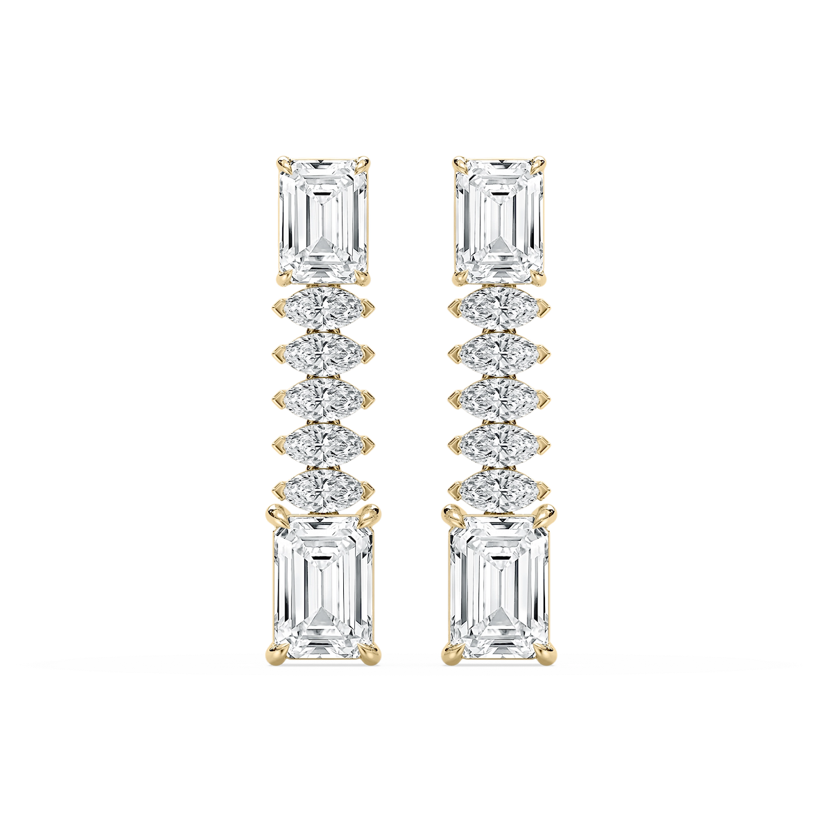 6 ctw Emerald and Marquise Lab Grown Diamond Drop Earrings