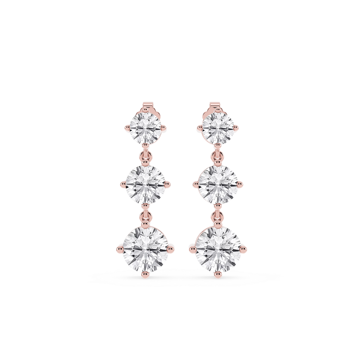6 ctw Round Lab Grown Diamond Three Stone Drop Earrings – Signature Collection