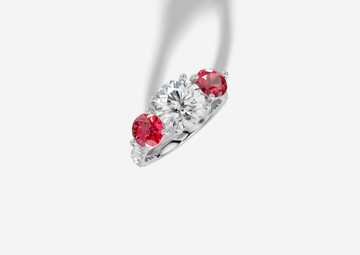14K gold 1.50 carat Round Diamond 3 Stone  Micro Prong  Three stone