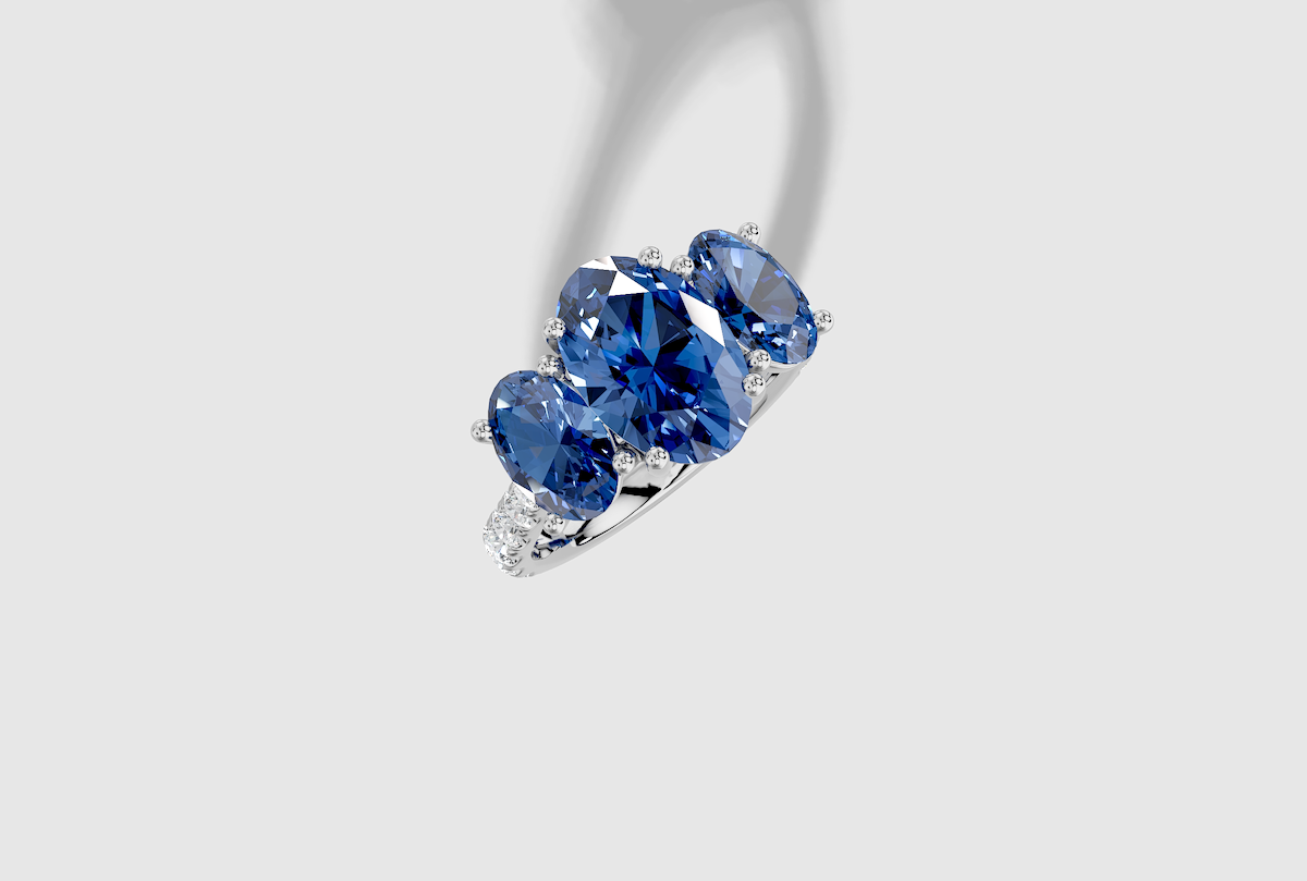platinum 2.00 carat Oval Diamond 3 Stone  Micro Prong  Three stone
