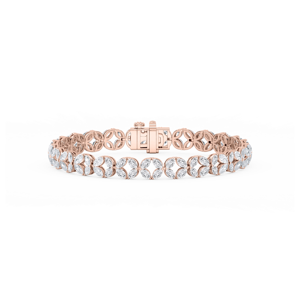 8 ctw Marquise Lab Grown Diamond Open Flower Bracelet  - 7 Inches