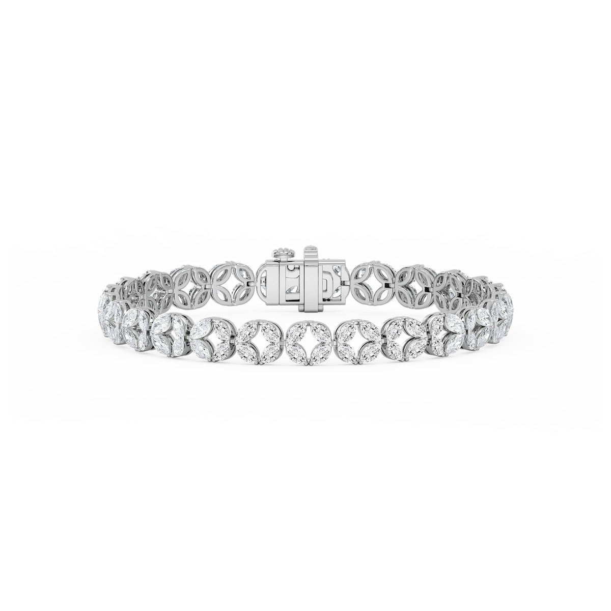 8 ctw Marquise Lab Grown Diamond Open Flower Bracelet  - 7 Inches