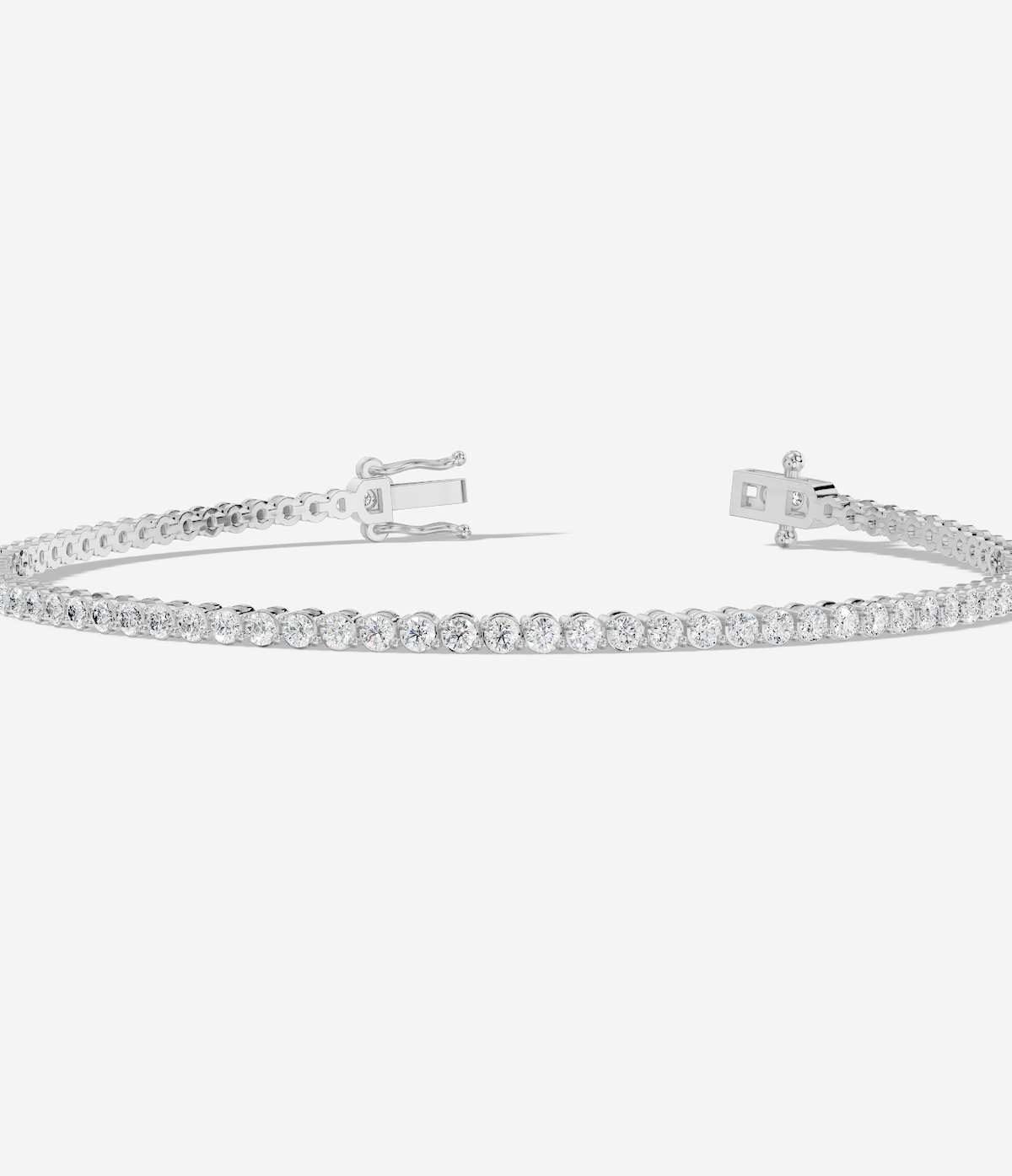 18K White Round Cut 1.80 ct TW of Lab Grown Diamond Tennis Bracelet