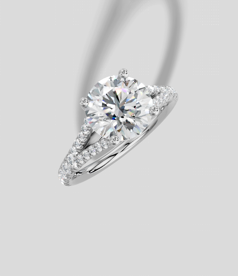 2.33 ctw Round Cut Lab Grown Diamond Micro Prong Split Shank Prong Set Engagement Ring in 14K Gold