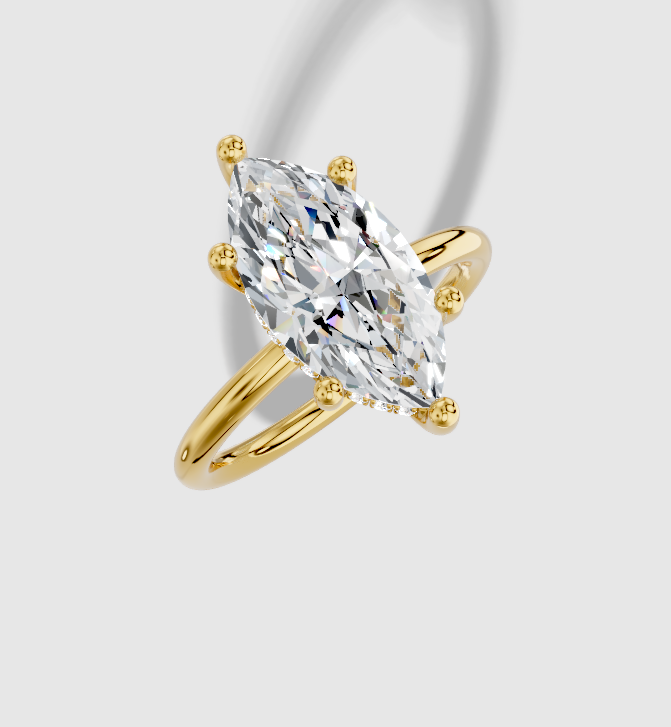3.11 ctw Marquise Cut Lab Grown Diamond Standard Classic Hidden Halo Engagement Ring in 14K Gold