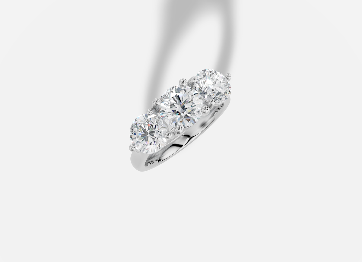 14K gold 1.00 carat Round Diamond 3 Stone  Standard  Three stone