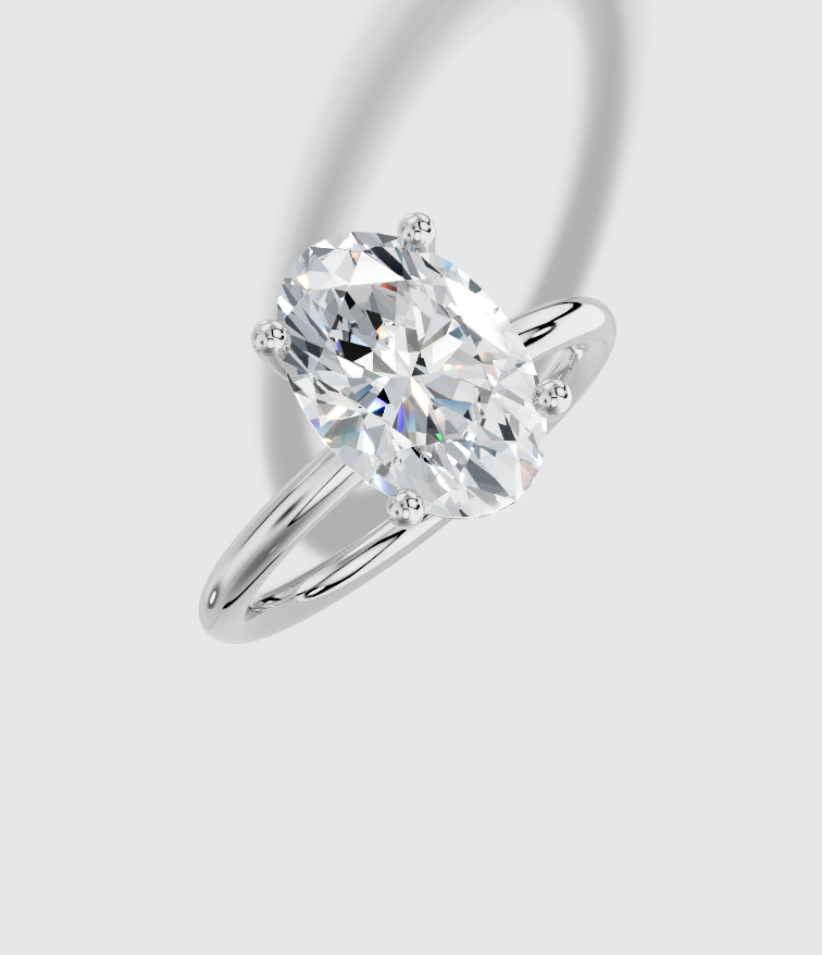 3.00 ctw Oval Cut Lab Grown Diamond Standard Classic Prong Set Engagement Ring in 14K Gold