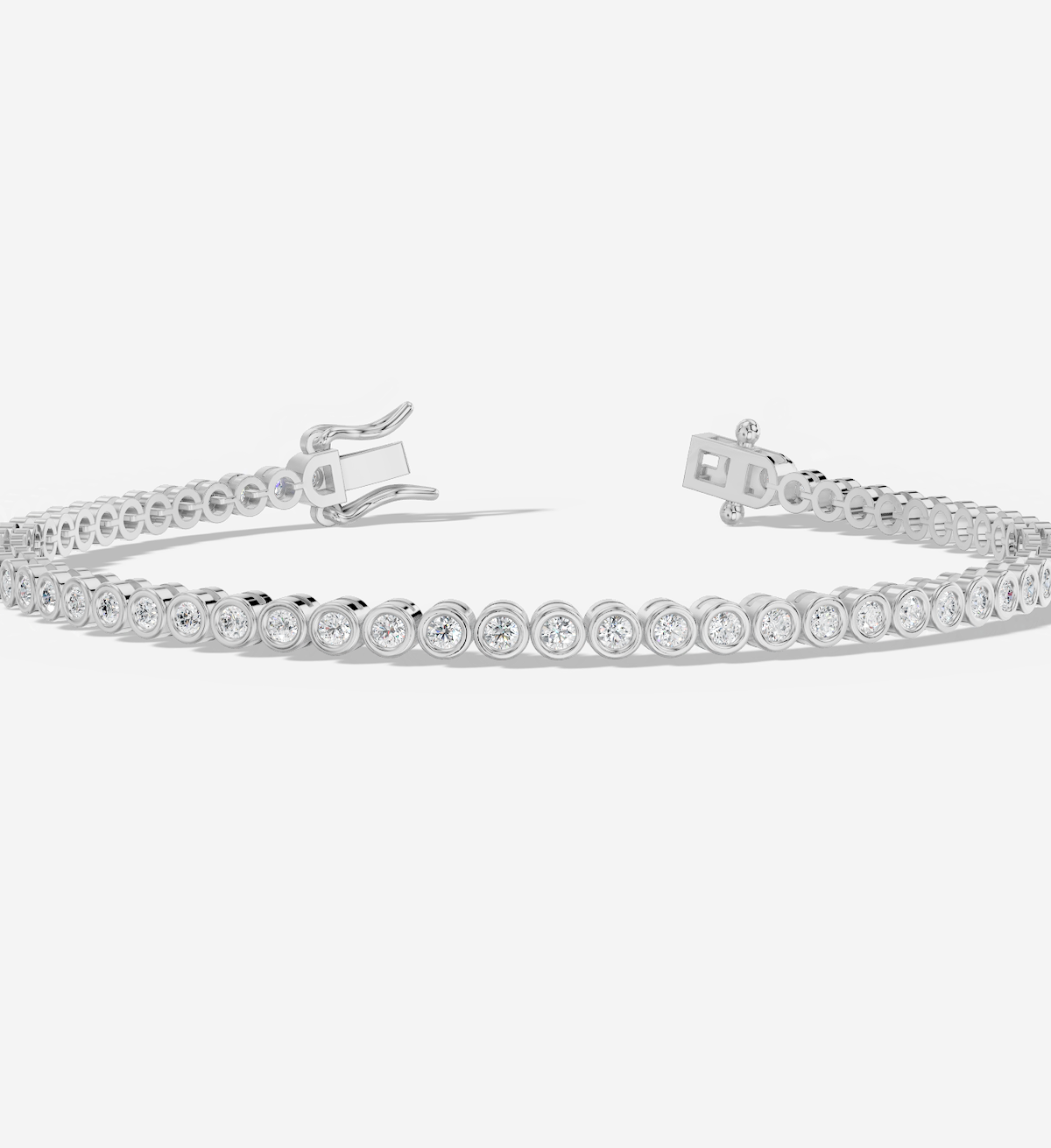 18K White Round Cut 1.85 ct TW of Lab Grown Diamond Tennis Bracelet