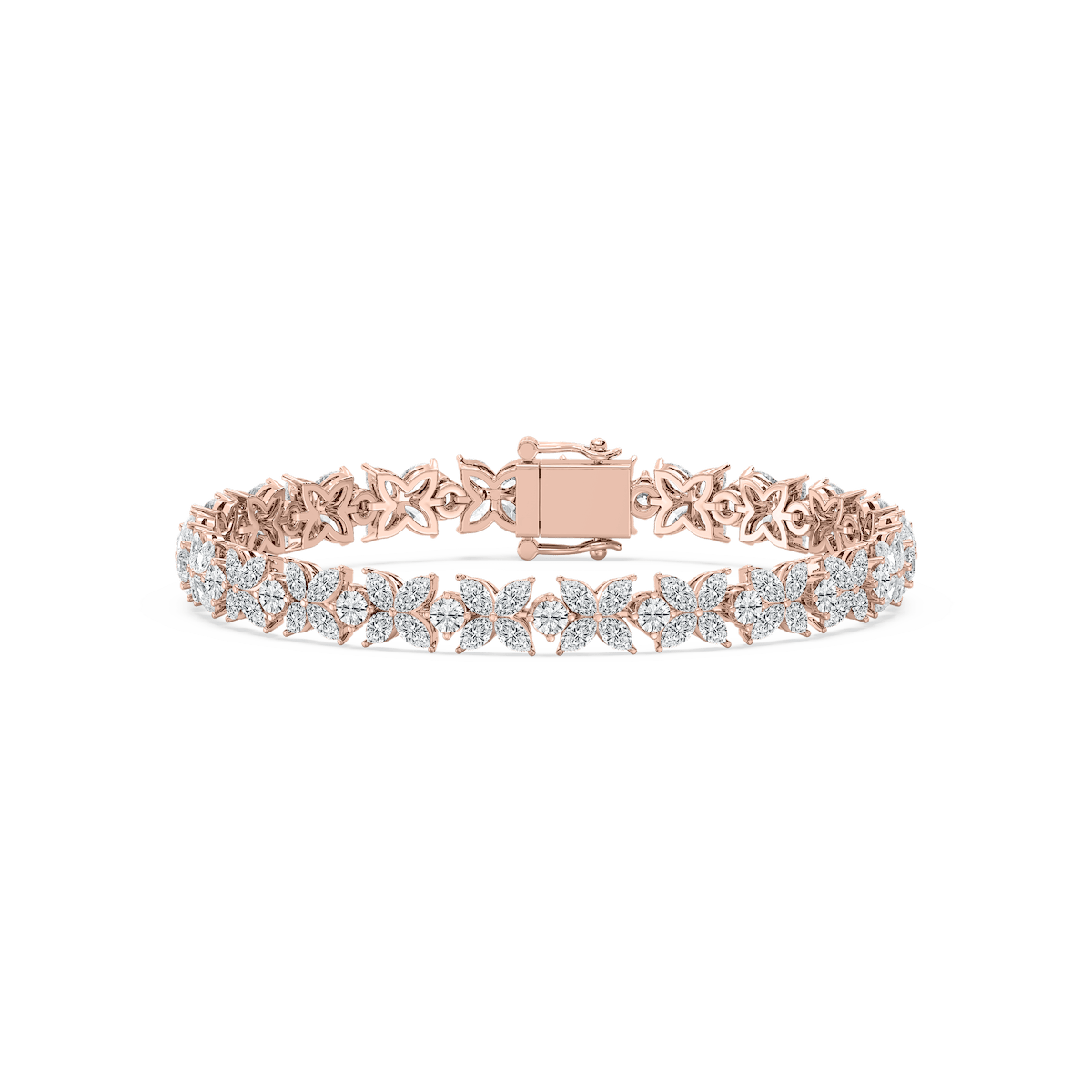 Marquise and Round Lab Grown Diamond Floral Tennis Bracelet - 7 Inches
