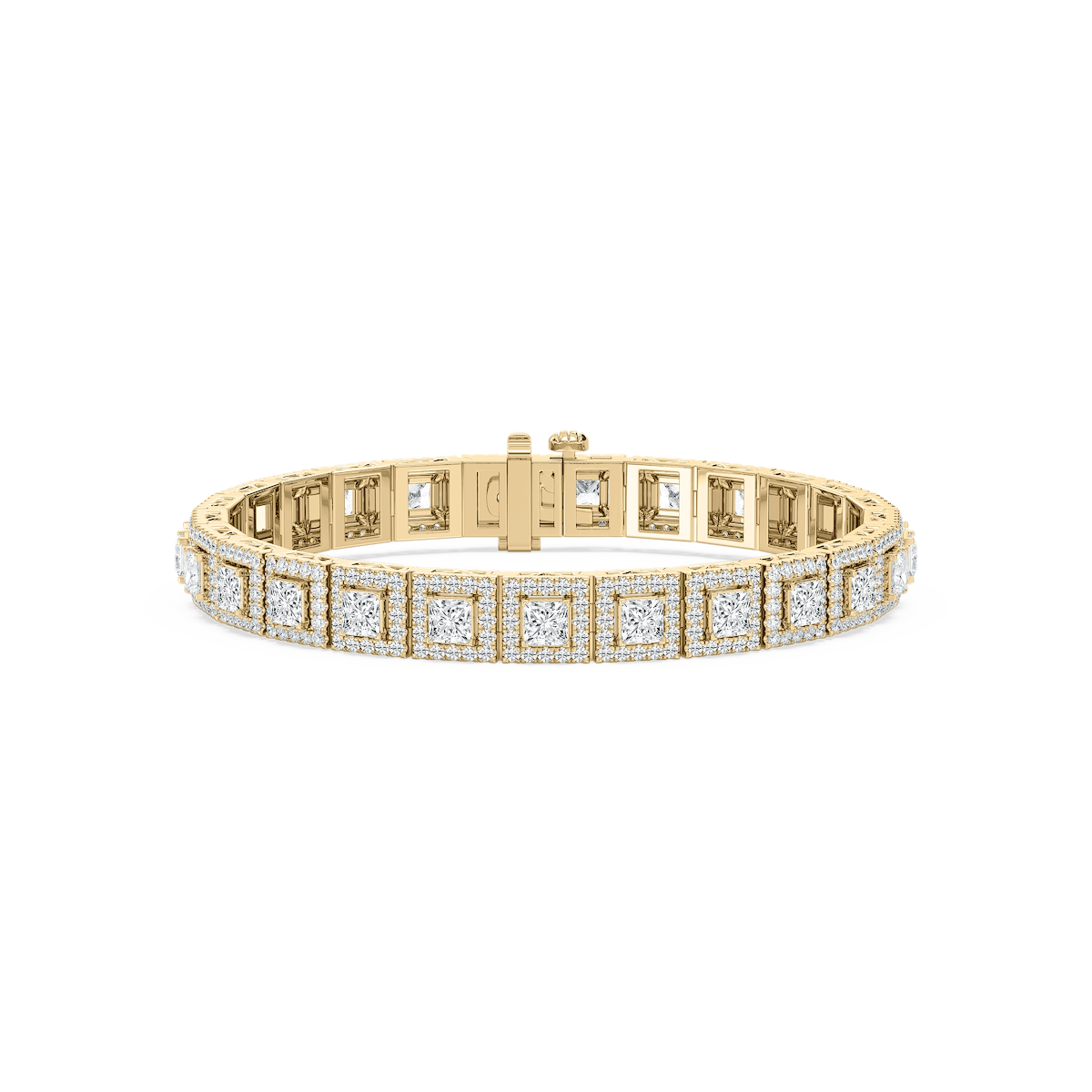 9 ⅞ ctw Round and Princess Lab Grown Diamond Halo Tennis Bracelet - 7 Inches