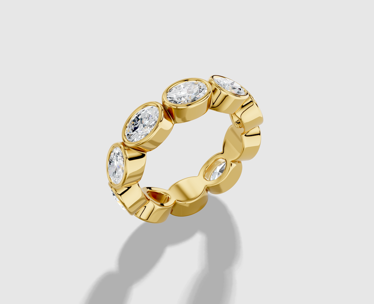 Oval Cut Lab Grown Diamond East-West Bezel Eternity Band in 18K Gold