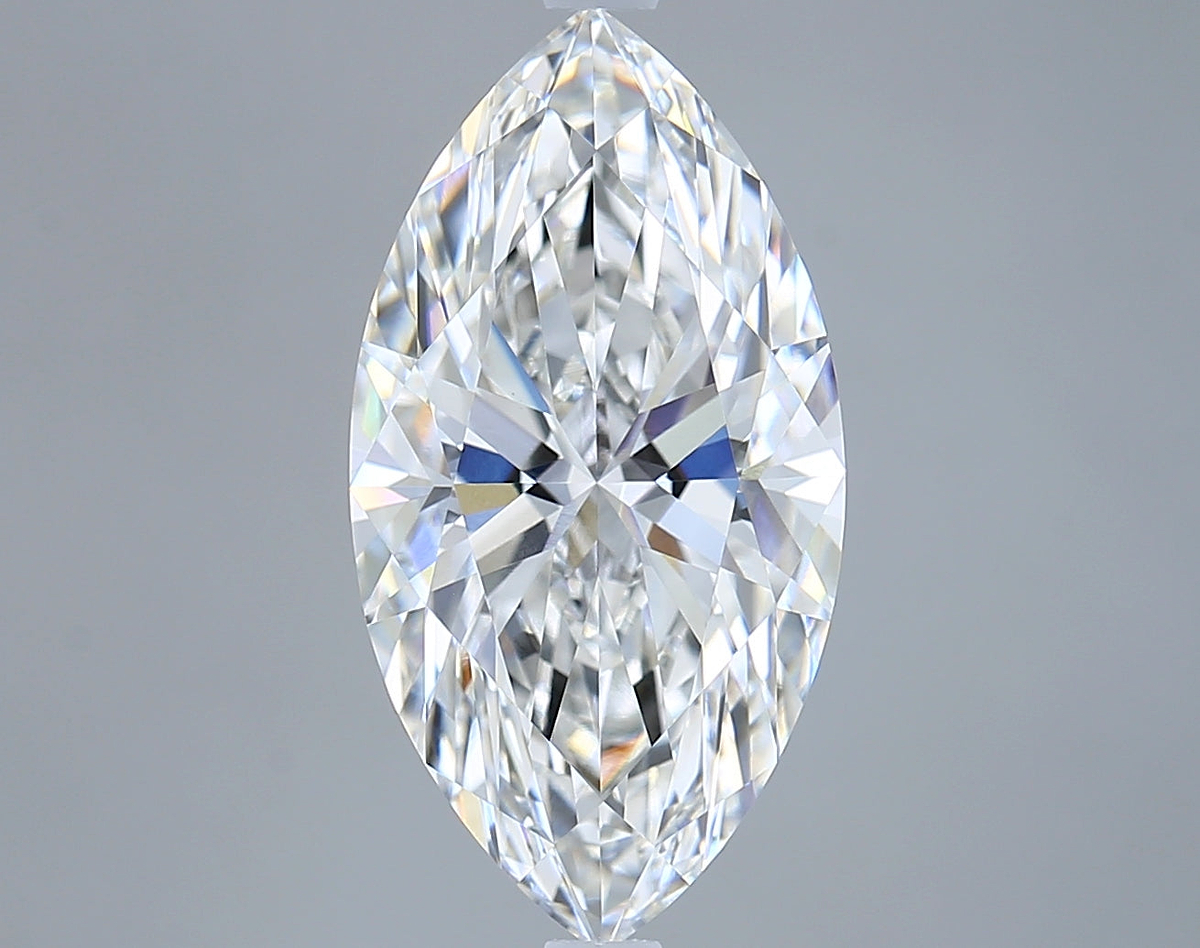 5.07 Carat Marquise Shaped, Ideal Cut, F Color, VVS2 Clarity, IGI Certified Lab Grown Diamond