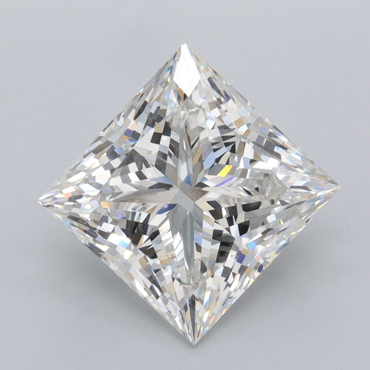 5.06 Carat Princess Shaped, Ideal Cut, F Color, VVS2 Clarity, IGI Certified Lab Grown Diamond