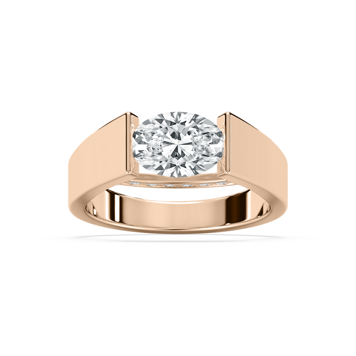 Alina Oval Tension Set Engagement Ring in Rose Gold